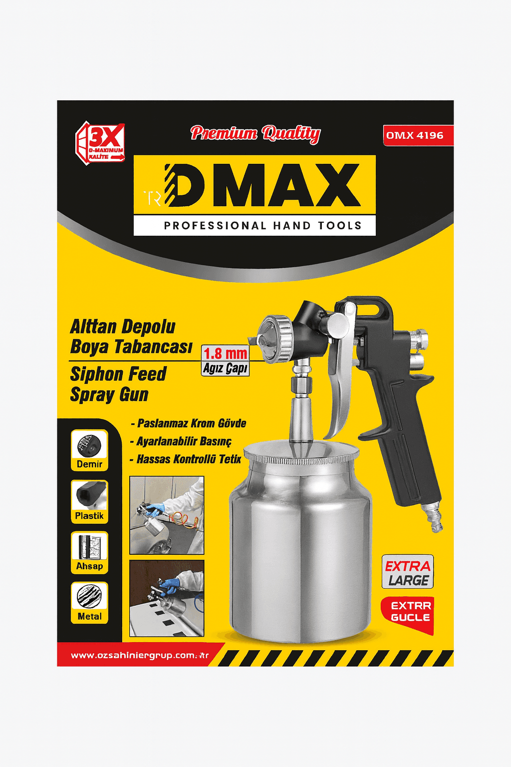 BOSS DMAX Alttan Depolu Profesyonel Boya Tabancası – Yüksek Kapasiteli ve Homojen Püskürtme 2