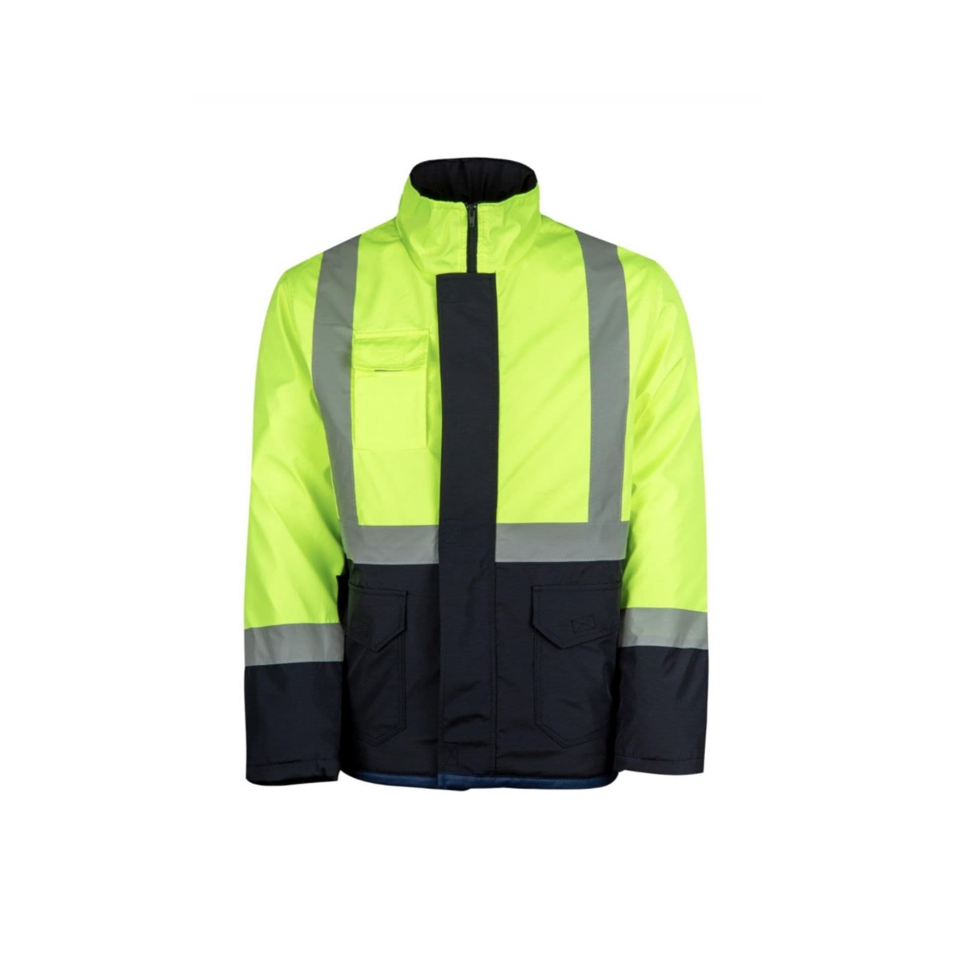 Reflektörlü Su Geçirmez Parka Kışlık Mont Sarı-Lacivert XL 1