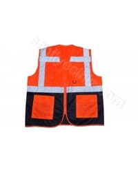 Emniyet İkaz Yeleği Cepli Yönetici Tipi CE Belgeli Turuncu Lacivert L 2
