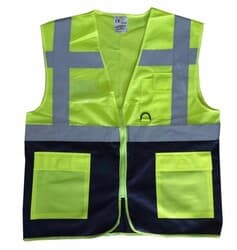 Emniyet İkaz Yeleği Cepli Yönetici Tipi CE Belgeli Sarı Lacivert L 2