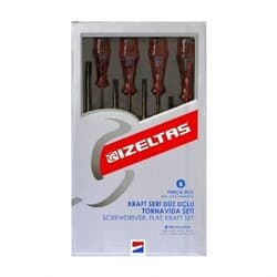 İzeltaş Tornavida Seti Kraft Seri Düz Uçlu (8 Parça) 2