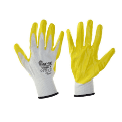 İşçi Eldiveni Beyaz Sarı Nitril Kaplı Örme 1