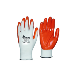 İşçi Eldiveni Kırmızı Beyaz Nitril Kaplı Örme 1