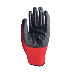İşçi Eldiveni Kırmızı Siyah Nitril Kaplı Örme 1