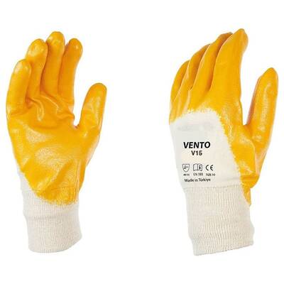 Sarı Beyaz Nitril İş Eldiveni Vento V15 12 Çift - 1